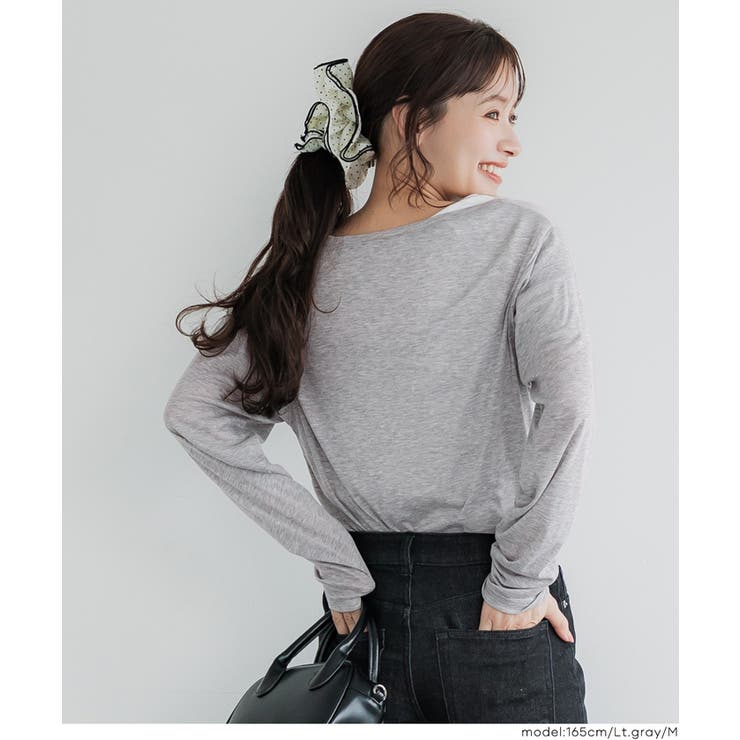 ワンショルダーシアー長袖Tシャツ レディース | coca | 詳細画像17 