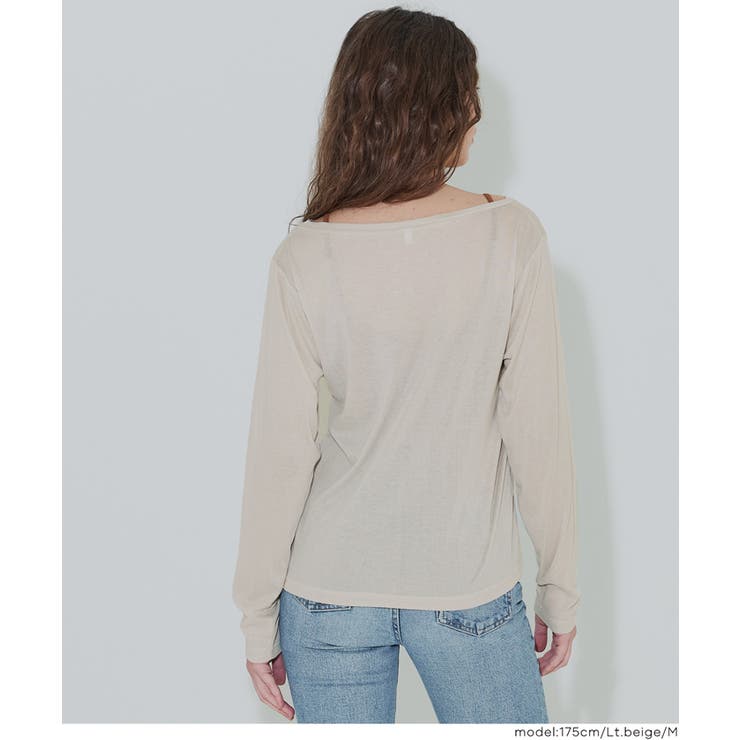ワンショルダーシアー長袖Tシャツ レディース | coca | 詳細画像9 