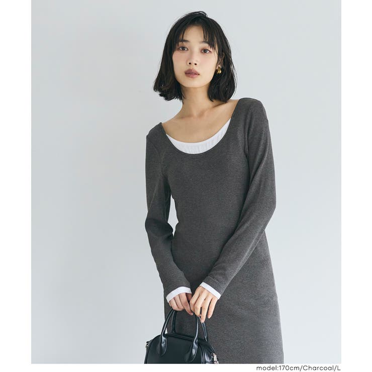 とろみリブレイヤードワンピース | coca | 詳細画像8 