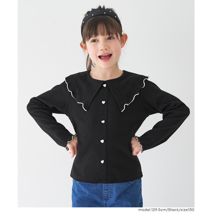 ［Black］ | リブハートボタントップス | coca