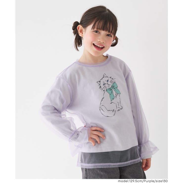 ［Purple］ | チュールトップス＆長袖Tシャツ 2枚セット | coca