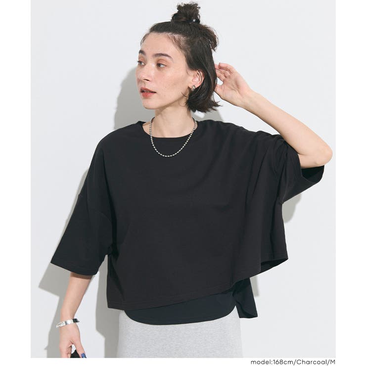 ミニ裏毛半袖ドルマンクロップドトップス | coca | 詳細画像14 