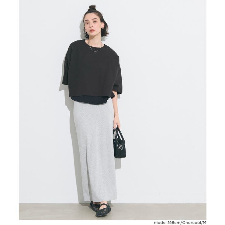 ミニ裏毛半袖ドルマンクロップドトップス | coca | 詳細画像17 