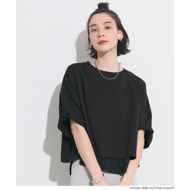 ミニ裏毛半袖ドルマンクロップドトップス | coca | 詳細画像18 