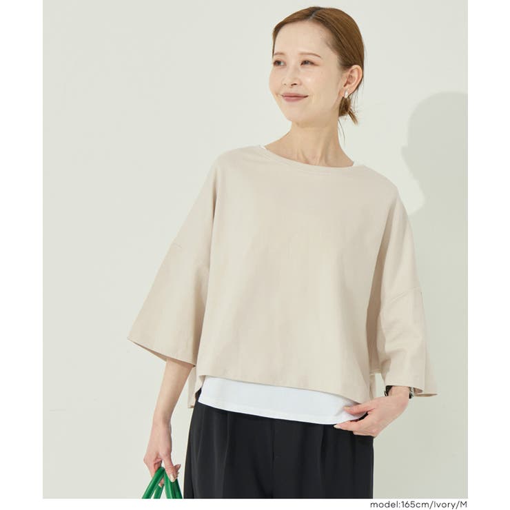 ミニ裏毛半袖ドルマンクロップドトップス | coca | 詳細画像8 