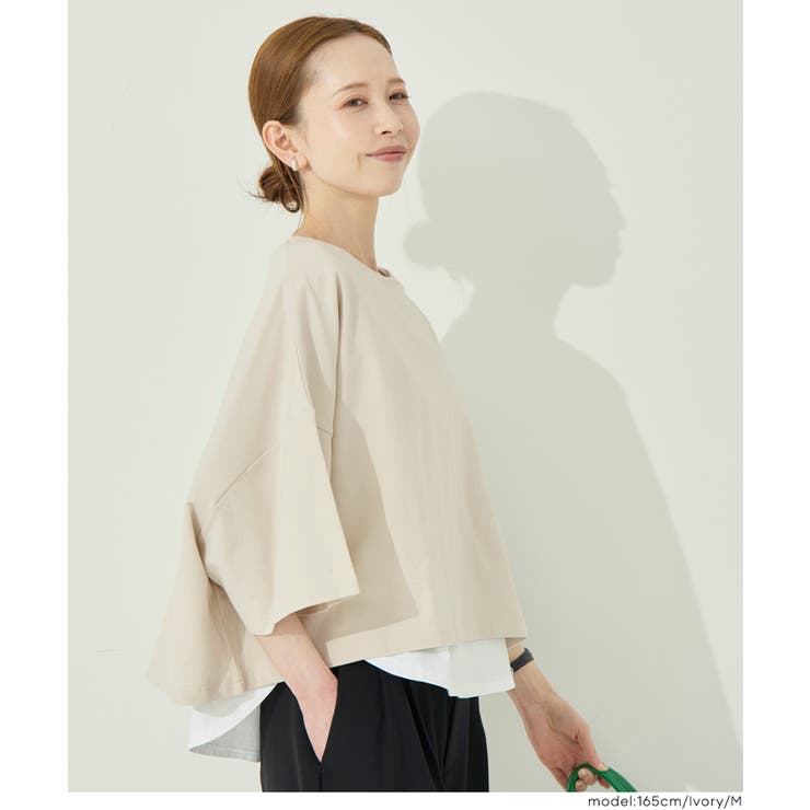 ミニ裏毛半袖ドルマンクロップドトップス | coca | 詳細画像9 