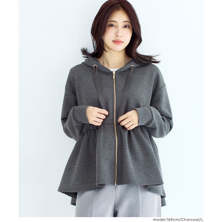［Charcoal］ | ソフトスウェットフレアパーカー | coca