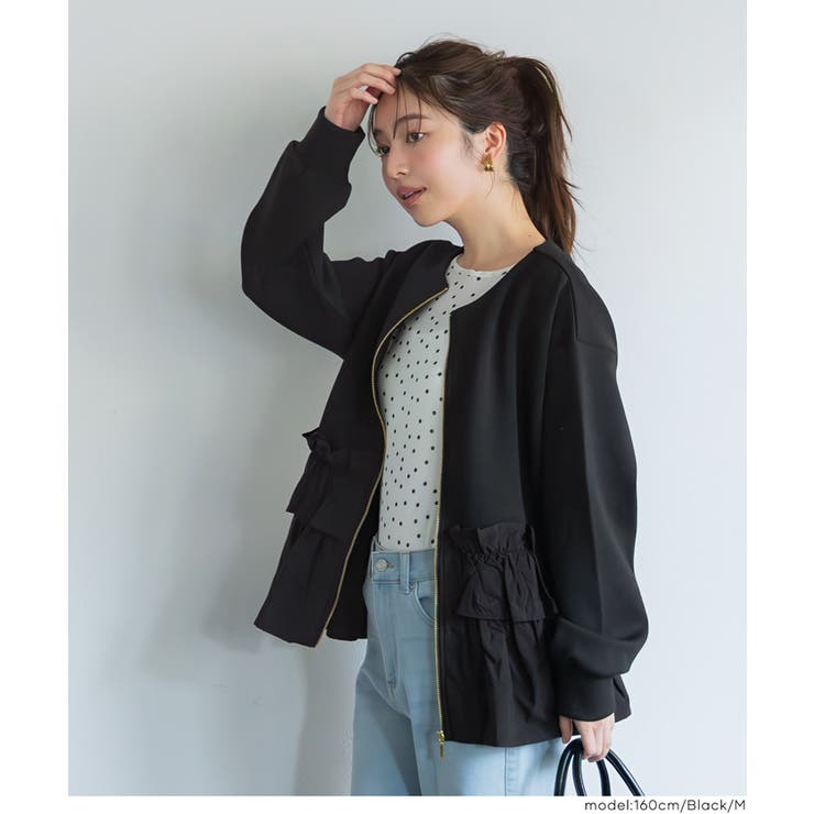 ソフトスウェット異素材フリルパーカー | coca | 詳細画像11 