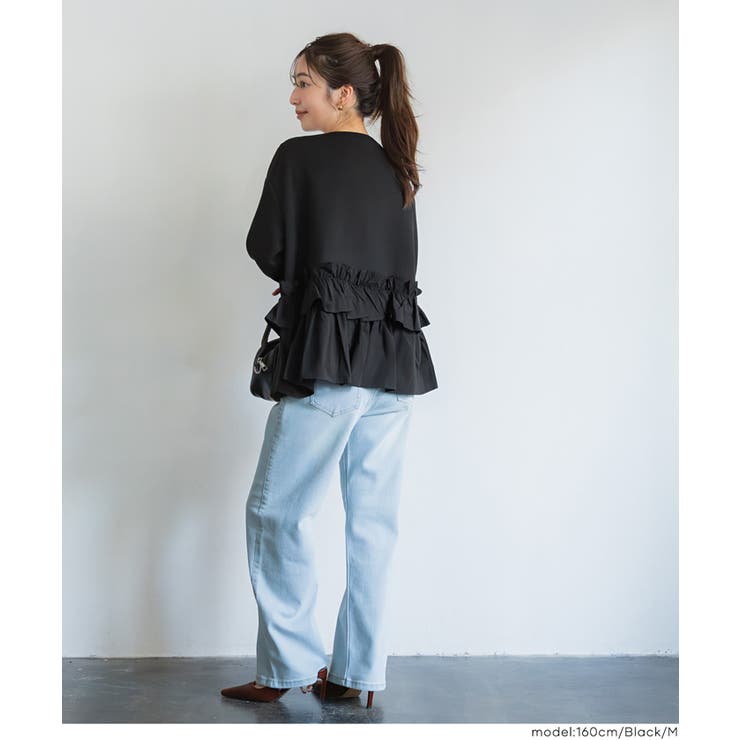 ソフトスウェット異素材フリルパーカー | coca | 詳細画像12 