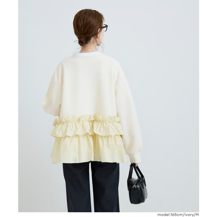 ソフトスウェット異素材フリルパーカー | coca | 詳細画像15 