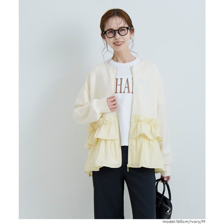 ソフトスウェット異素材フリルパーカー | coca | 詳細画像18 