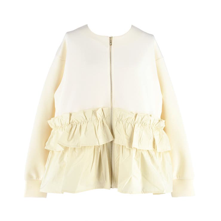 ソフトスウェット異素材フリルパーカー | coca | 詳細画像2 