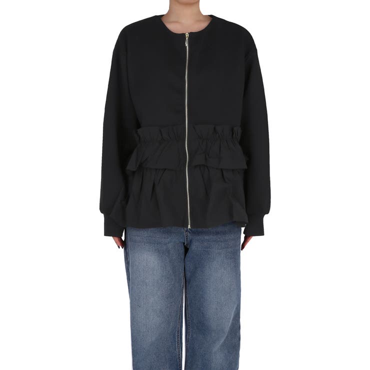 ソフトスウェット異素材フリルパーカー | coca | 詳細画像4 