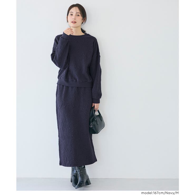 スリット×素材感で魅せる 膨れジャカードスウェットスカート〈セットアップ対応〉 | coca | 詳細画像13 