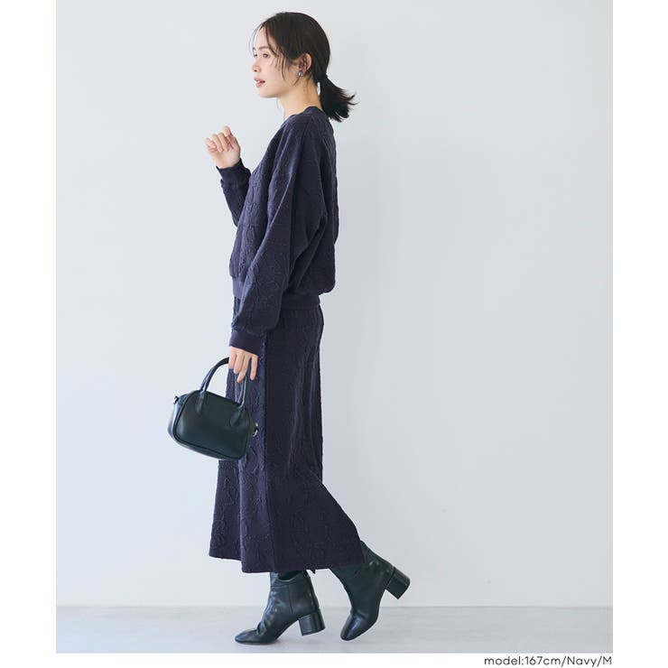 スリット×素材感で魅せる 膨れジャカードスウェットスカート〈セットアップ対応〉 | coca | 詳細画像15 