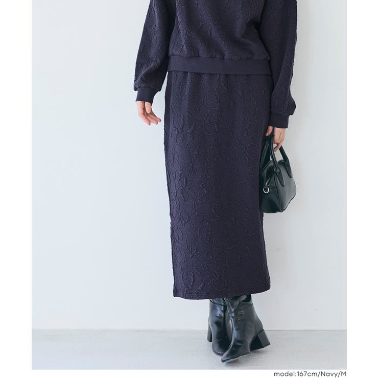 スリット×素材感で魅せる 膨れジャカードスウェットスカート〈セットアップ対応〉 | coca | 詳細画像16 