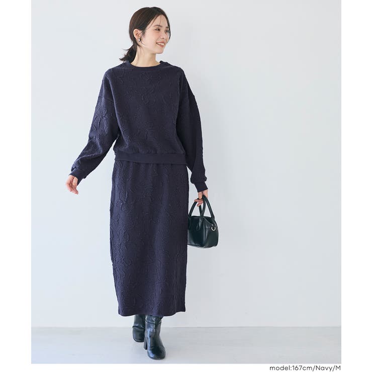 スリット×素材感で魅せる 膨れジャカードスウェットスカート〈セットアップ対応〉 | coca | 詳細画像17 