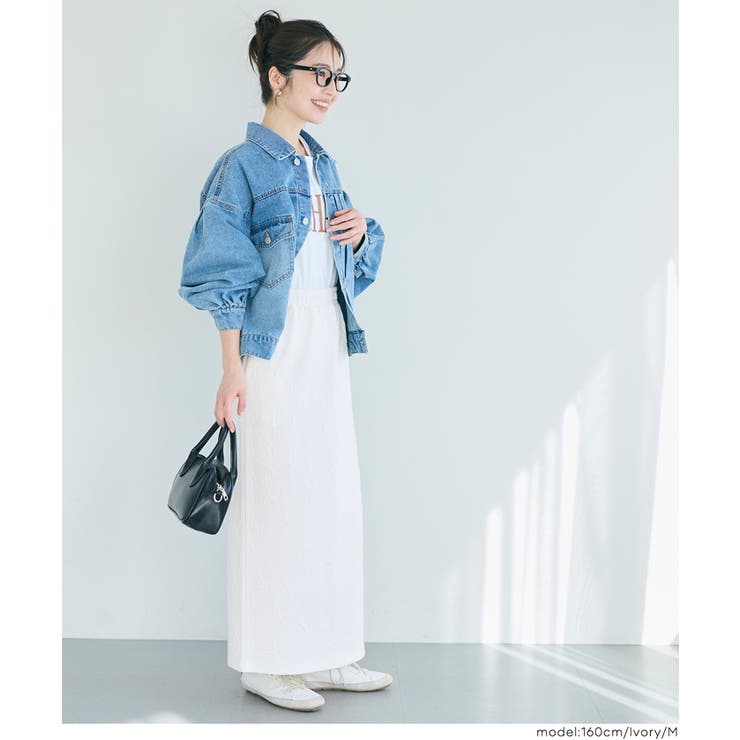 スリット×素材感で魅せる 膨れジャカードスウェットスカート〈セットアップ対応〉 | coca | 詳細画像9 