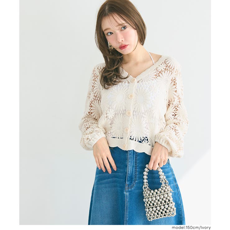 鍵編みフラワーカーディガン | coca | 詳細画像8 