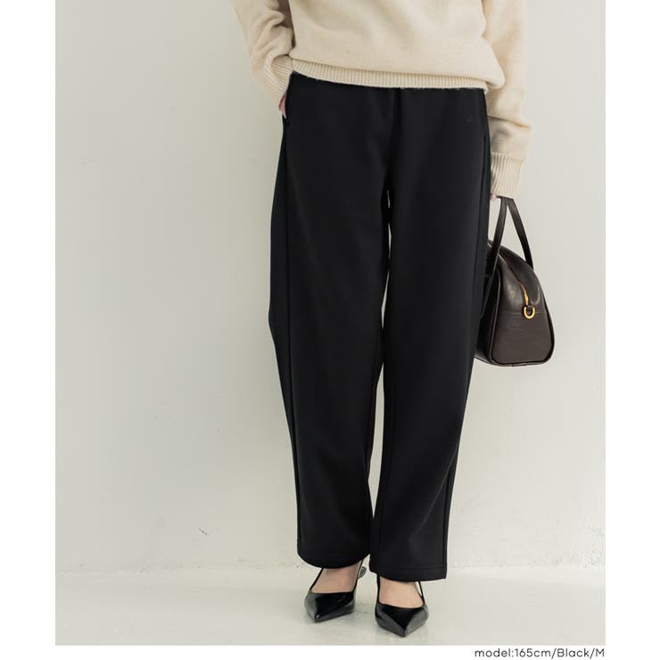 ［Black］ | 裏起毛カーブパンツ | coca