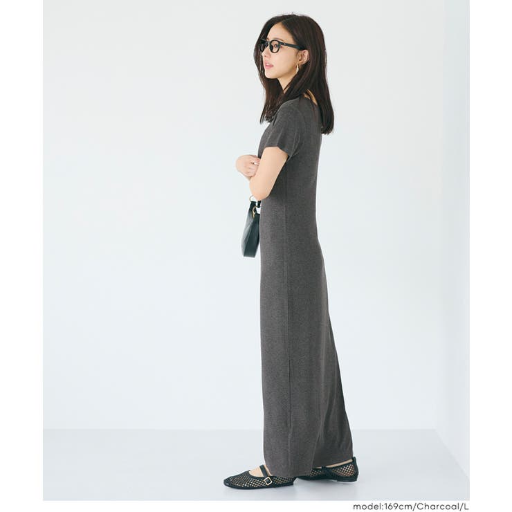 女性らしいシルエットが引き立つ、Iラインとろみリブワンピース | coca | 詳細画像11 