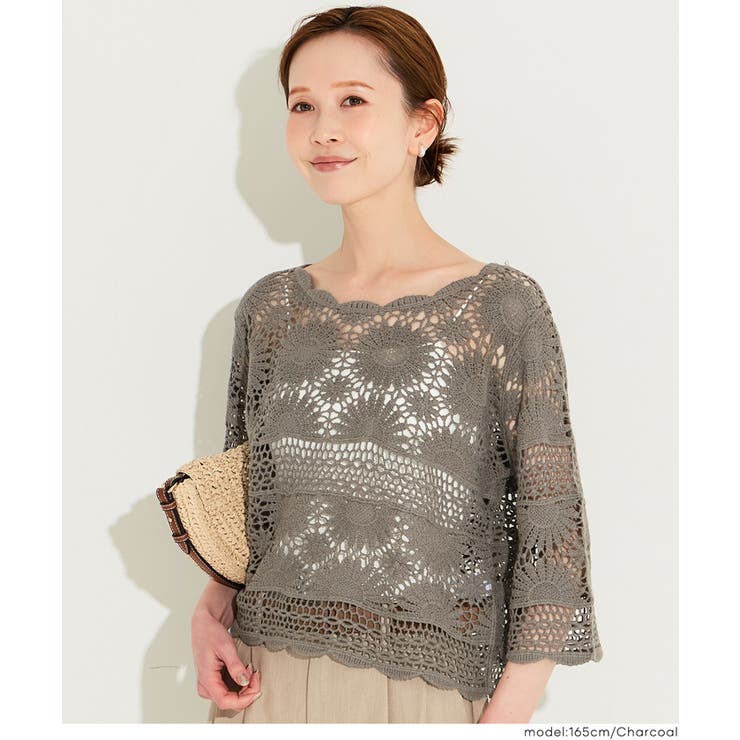 カギ編み5分袖プルオーバー レディース | coca | 詳細画像14 