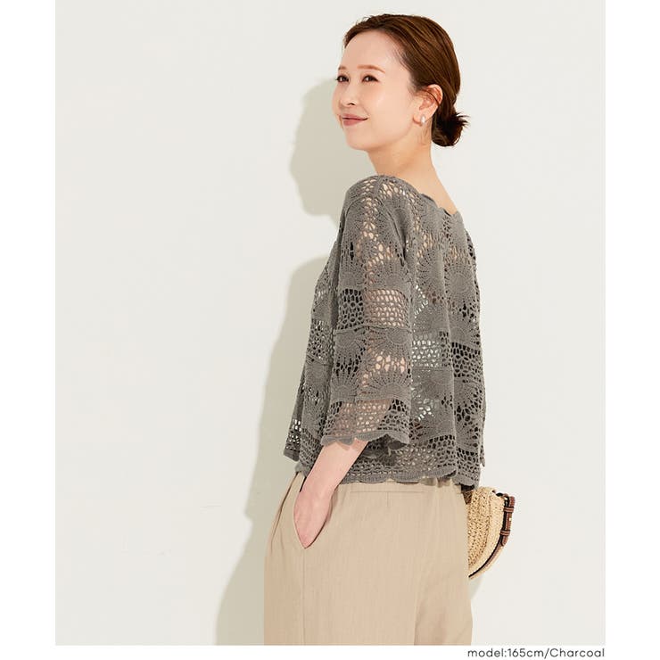 カギ編み5分袖プルオーバー レディース | coca | 詳細画像15 