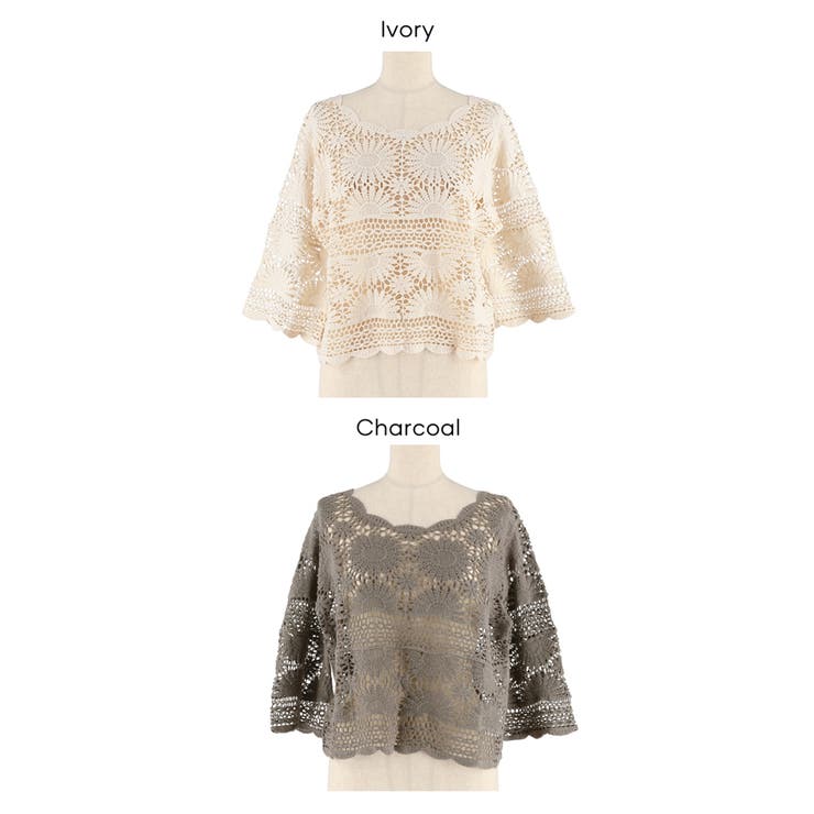 カギ編み5分袖プルオーバー レディース | coca | 詳細画像18 