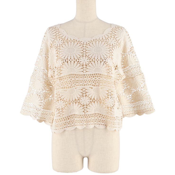 カギ編み5分袖プルオーバー レディース | coca | 詳細画像2 