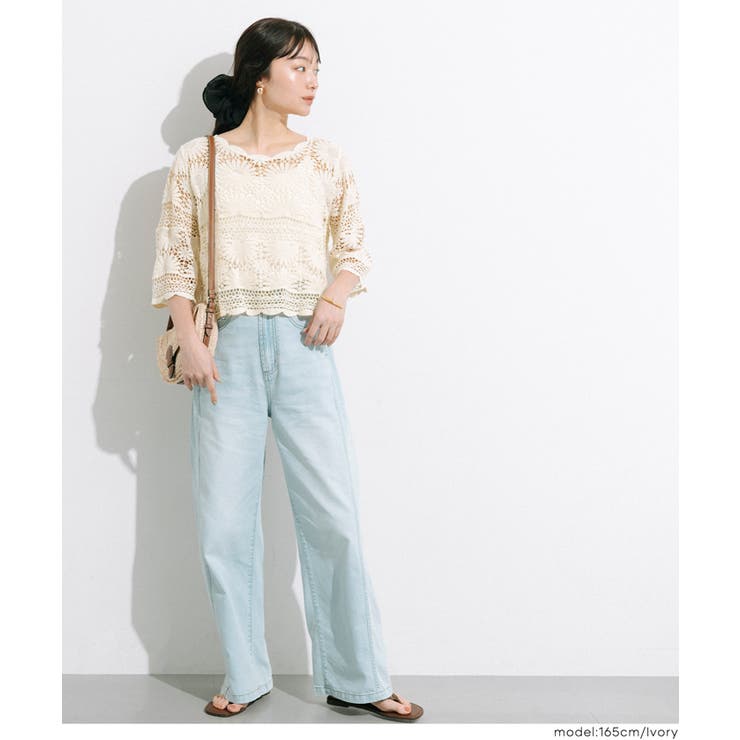 カギ編み5分袖プルオーバー レディース | coca | 詳細画像4 