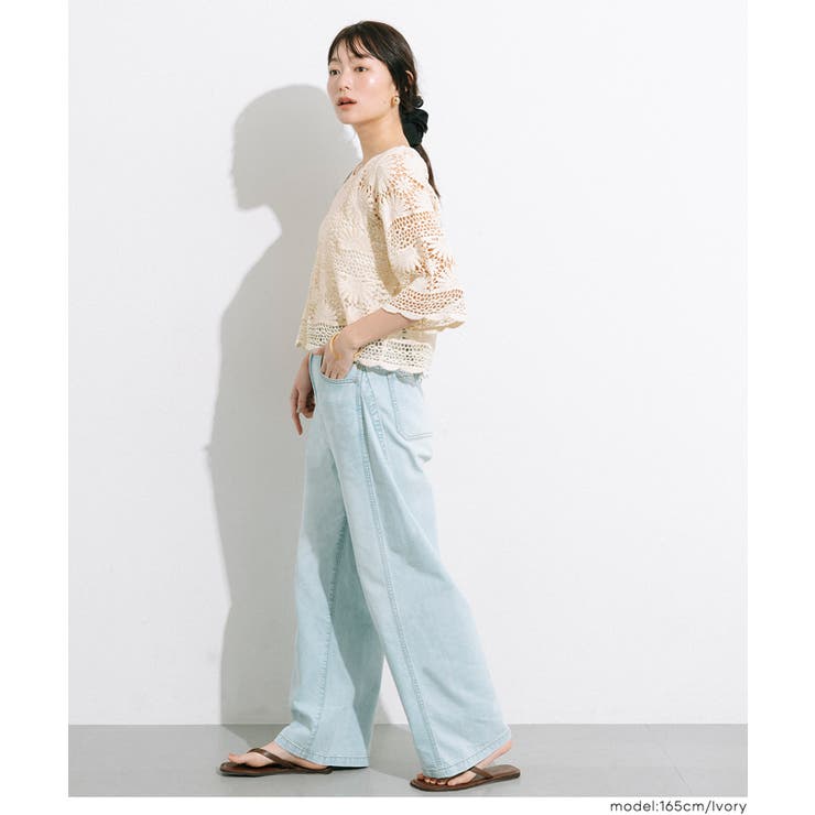 カギ編み5分袖プルオーバー レディース | coca | 詳細画像6 