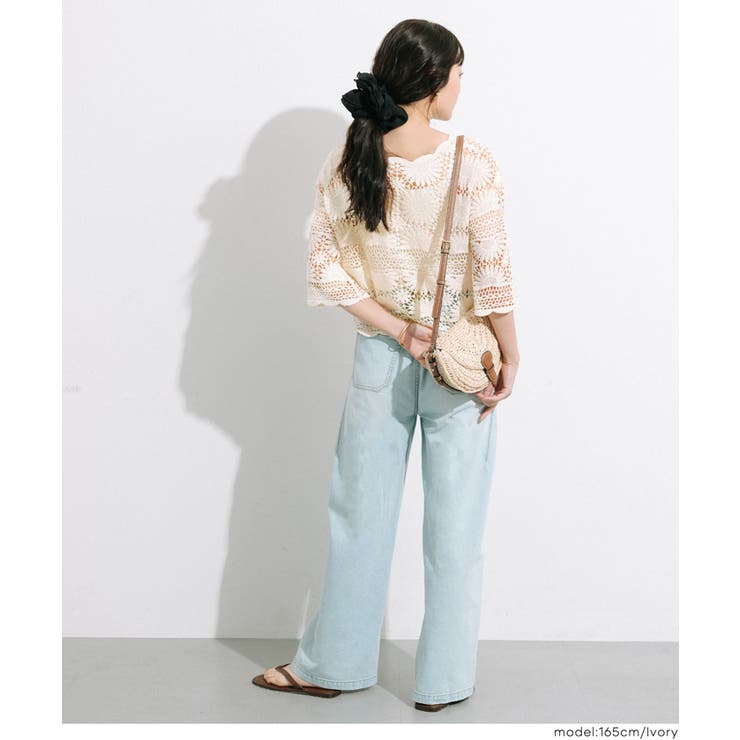 カギ編み5分袖プルオーバー レディース | coca | 詳細画像8 