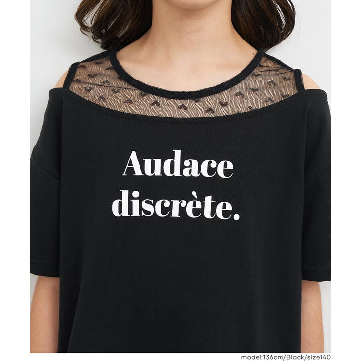 ［Black］ | レースドッキング肩あきTシャツ | coca