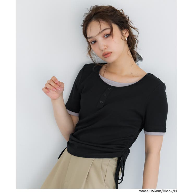 サイドギャザーレイヤードTシャツ | coca | 詳細画像4 