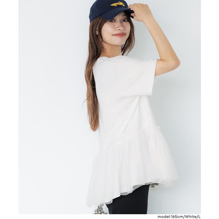 チュールドッキングギャザーTシャツ | coca | 詳細画像14 