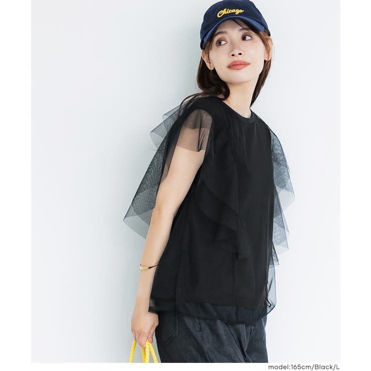 チュールレイヤードフレンチスリーブTシャツ | coca | 詳細画像10 