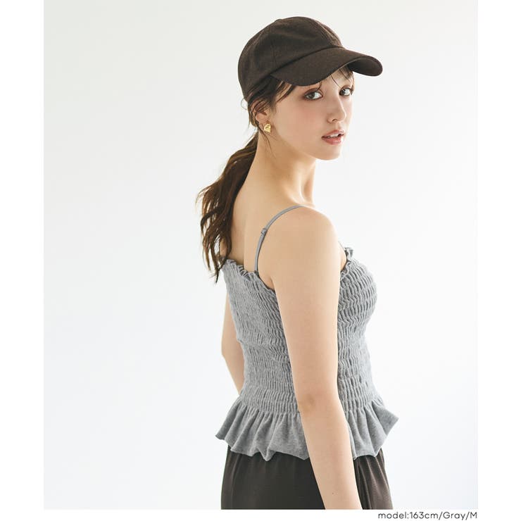 OUT BRA ベロアカップ付きシャーリングキャミ  | coca | 詳細画像15 
