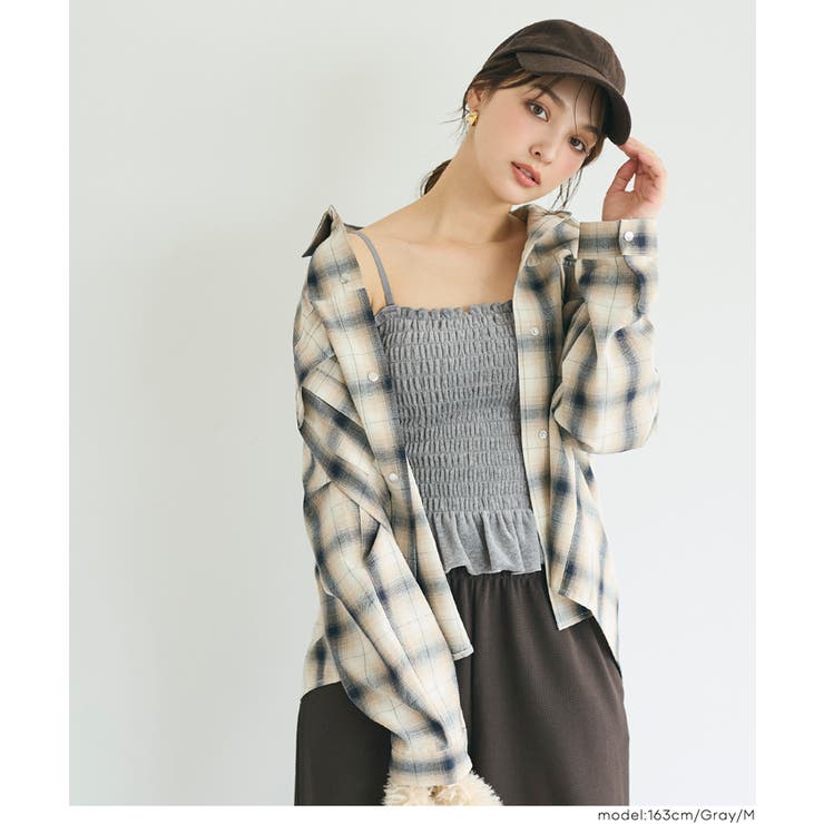 OUT BRA ベロアカップ付きシャーリングキャミ  | coca | 詳細画像17 