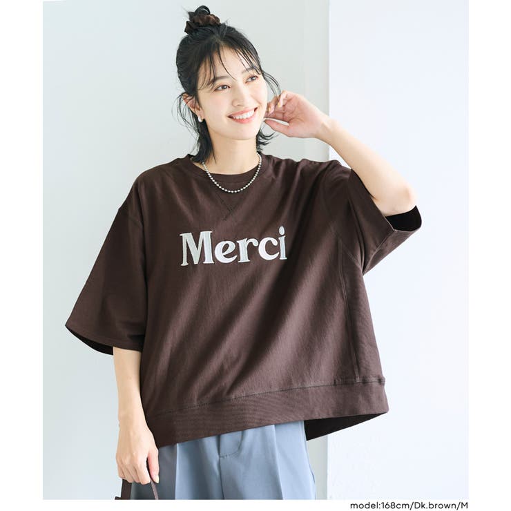 ミニ裏毛刺繍ロゴ5部丈ワイドスウェットTシャツ  | coca | 詳細画像2 