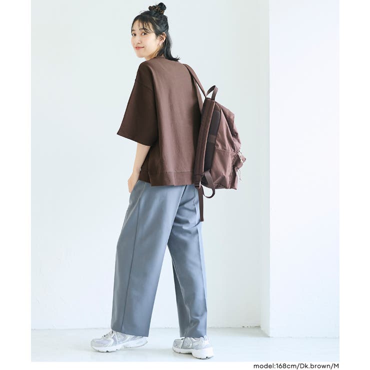 ミニ裏毛刺繍ロゴ5部丈ワイドスウェットTシャツ  | coca | 詳細画像4 