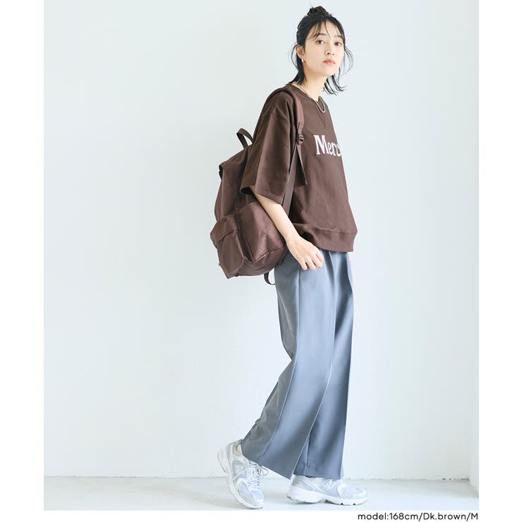 ミニ裏毛刺繍ロゴ5部丈ワイドスウェットTシャツ  | coca | 詳細画像5 