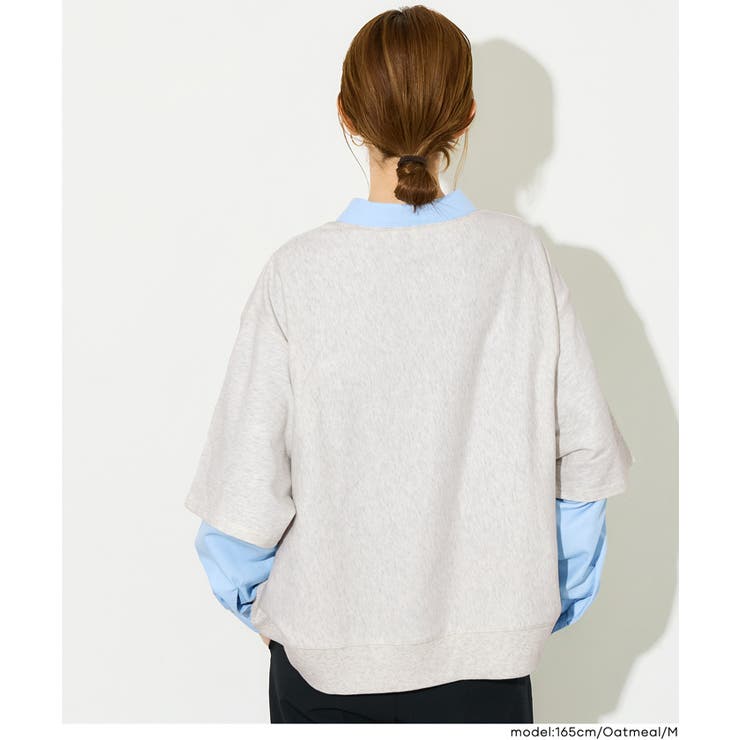ミニ裏毛刺繍ロゴ5部丈ワイドスウェットTシャツ  | coca | 詳細画像9 