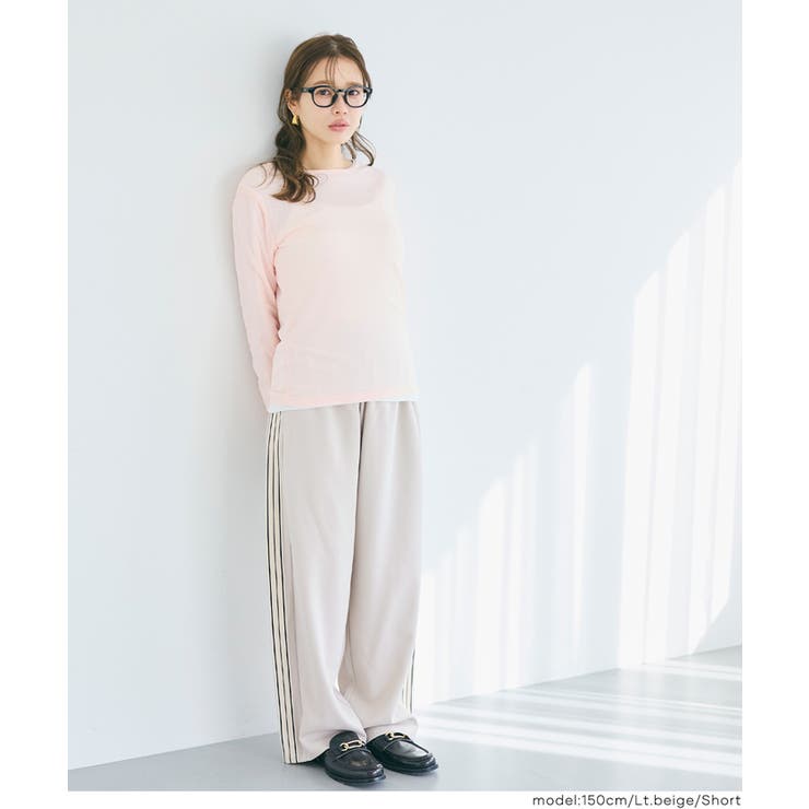 ［Lt.pink］ | カットジョーゼットサイドラインパンツ | coca
