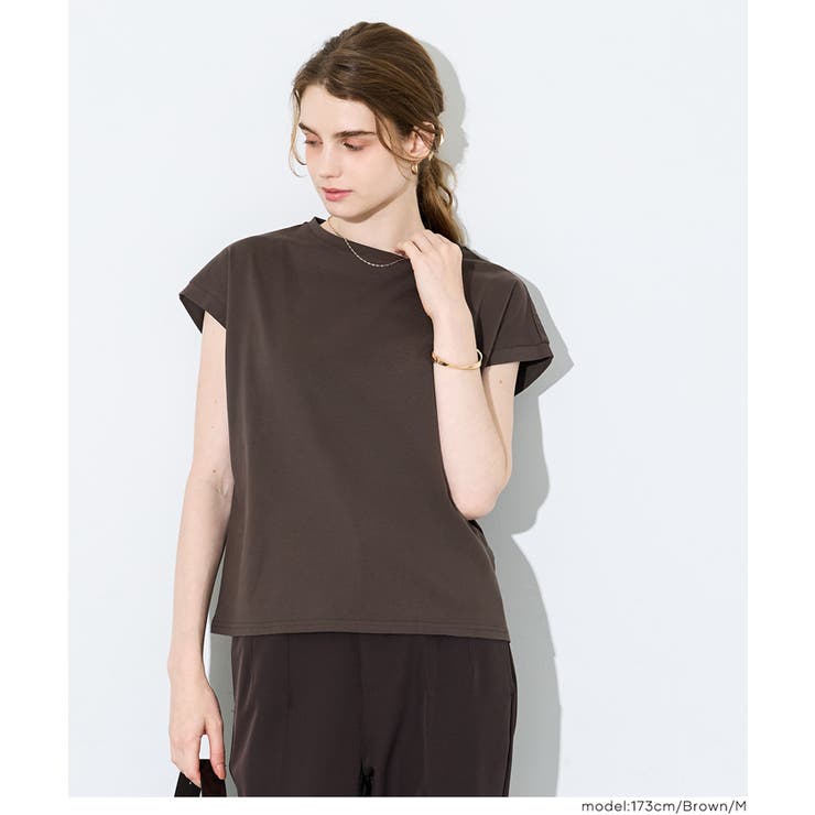 ［Brown］ | COTTON from the U.S.フレンチスリーブTシャツ | coca