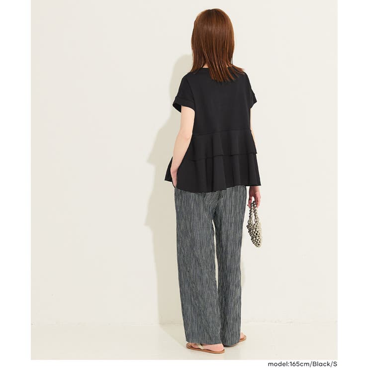 異素材切り替え2段フリルTシャツ | coca | 詳細画像14 