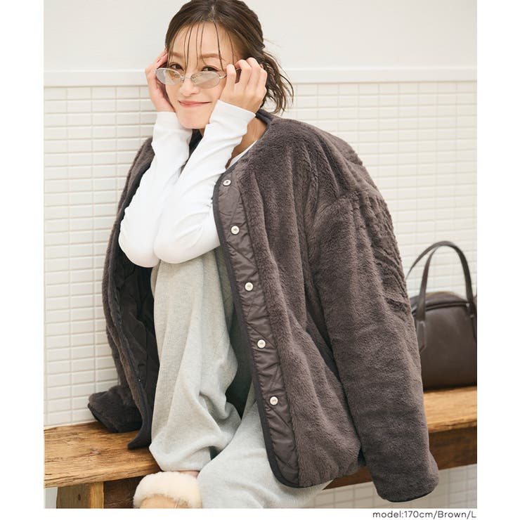 ［Brown］ | ＼26AW新色登場／一枚で二度可愛い、リバーシブルキルティングブルゾン | coca