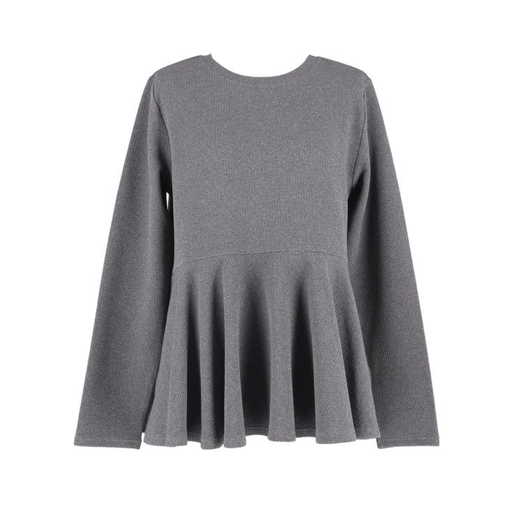 エンボス長袖裾フレアトップス | coca | 詳細画像4 