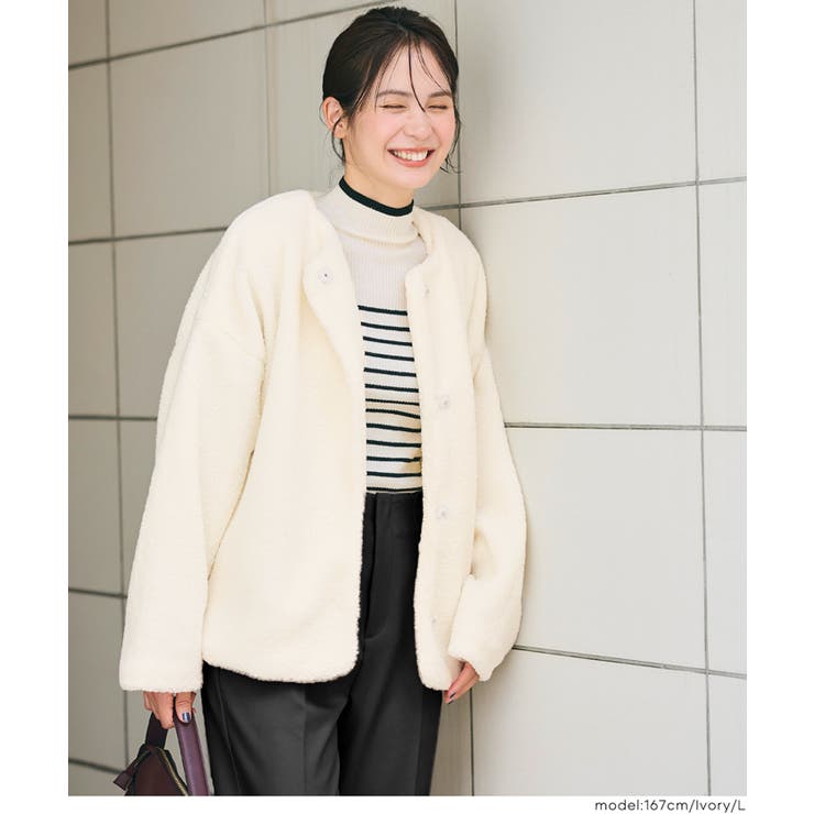 ［Ivory］ | 【洗える】マシンウォッシャブルボアブルゾン | coca