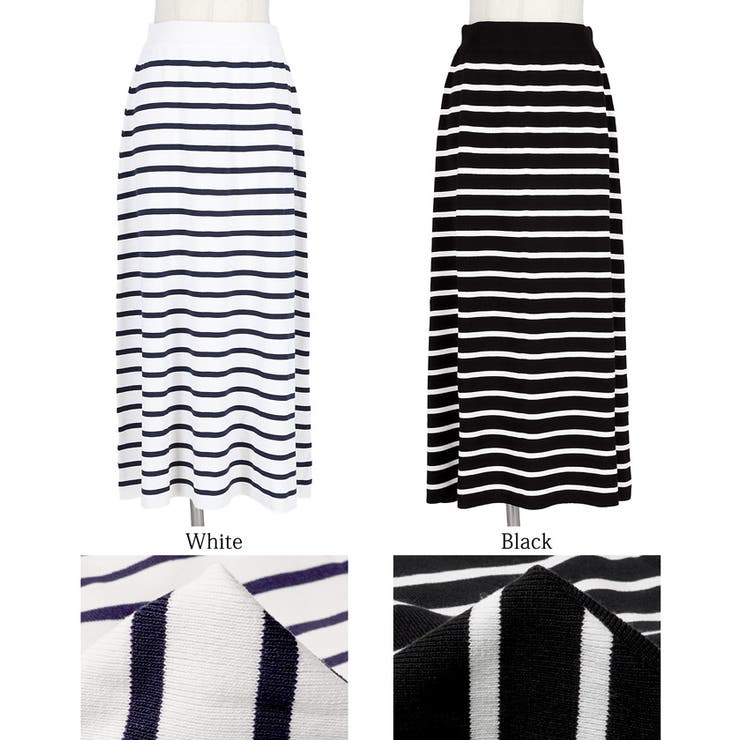 シャリ感サマーニットボーダースカート | coca | 詳細画像21 