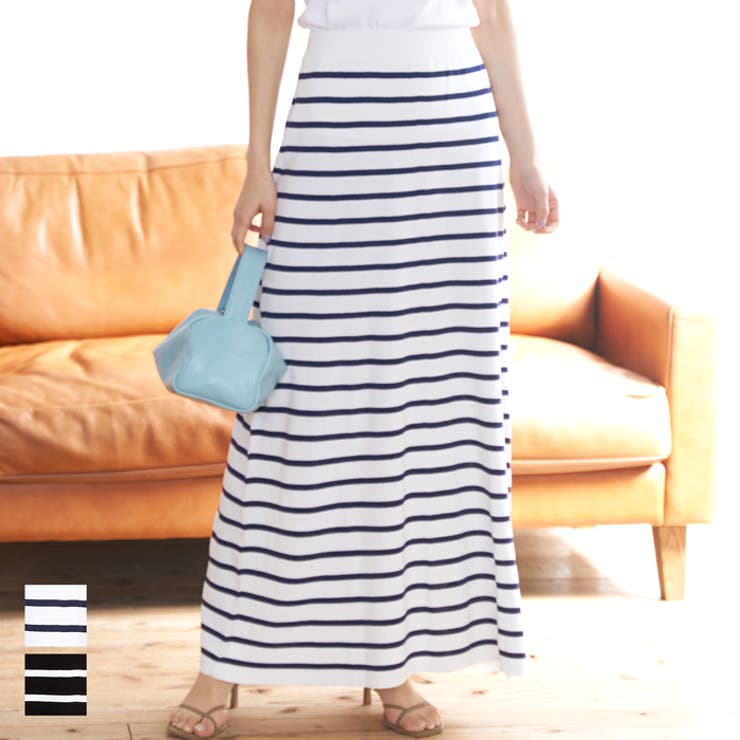 シャリ感サマーニットボーダースカート | coca | 詳細画像1 